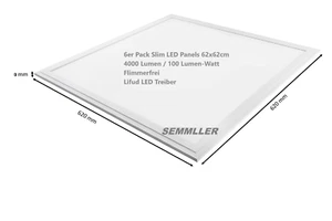 6er Pack LED Panels 62x62cm 40W Rasterdeckenleuchte 4000 Lumen inkl. Lifud