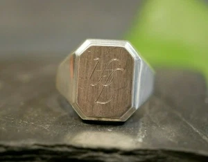 Großer 835 Silber Ring Frey & Co. Siegelring IN JN UL Initialen Gebürstet - Bild 1 von 12