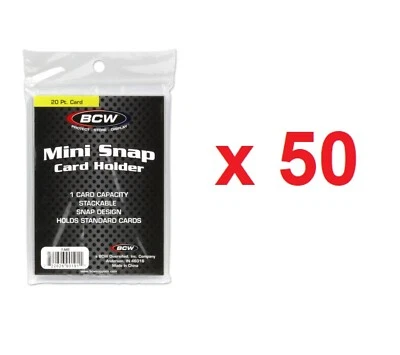 (Paquete de 50) Portatarjetas BCW Mini Snap Tite apilables tamaño estándar caja fuerte de archivo Foto 1 de 4