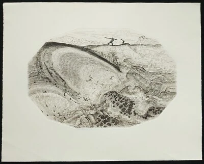 Wenzel Hablik Grafik Radierung - Sturmbrandung Kurische Nehrung- Nachlassstempel - Bild 1 von 4