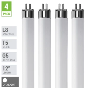 (4 Pack) LED Tube L8 F8T5/65K 12" INCH 5W =8W G5 Mini 2-Pin Base 6500K Daylight - Picture 1 of 5