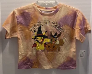 Pokémon Tie Dye Cropped Pikachu Halloween T-Shirt M(8) New - Picture 1 of 4
