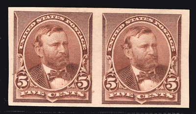 MOMEN: US STAMPS #223P5 IMPERF PAIR PROOF MINT OG H LOT #80152 - Image 1 of 2