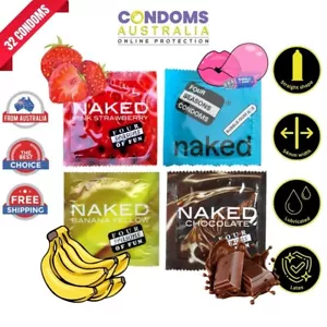 Four Seasons Naked 4 Flavours 32 Condoms Chocolate Strawberry Banana Bubblegum - Picture 1 of 8