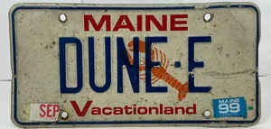Maine, DMV Issued Vanity License Plate 1998, "DUNE-E" Expired - Dune Buggie - Picture 1 of 2