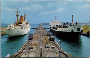 PANAMAKANAL Postkarte "GATUN SCHLEUSEN vom Kontrollturm" 1967 KANALZONE abbrechen - Bild 1 von 2