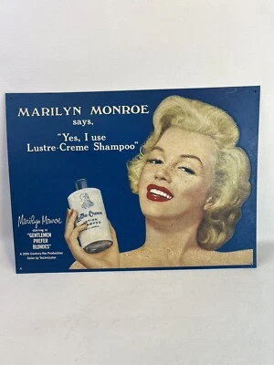 Vintage Marilyn Monroe Tin Sign Lustre Cream Shampoo 12"x16" - Image 1 of 4