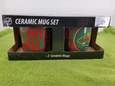 Minnesota Wild Ceramic Mug Set NIB Hockey NHL Cups Coffee Tea Cover