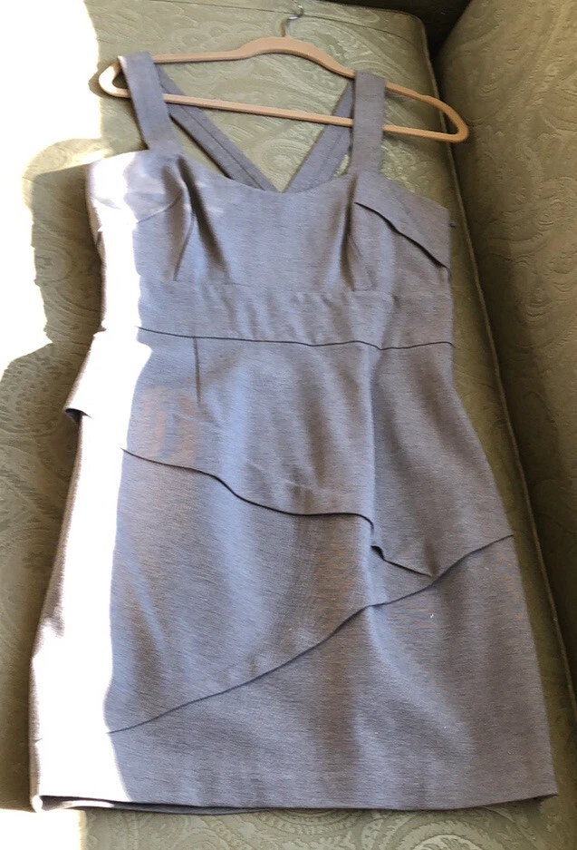 Ali Ro GRAY Fitted Pleated Detail Mini Dress  Size 12 Orig. $175 - Image 1 of 4