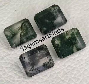 Musgo natural ágata forma octágono facetada piedra preciosa suelta para hacer joyas - Imagen 1 de 10