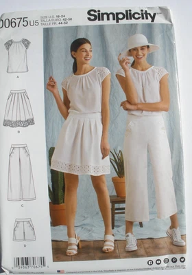 Simplicity Pattern 8391/ 0675 Misses Sailor Pants Shorts Skirt Top Sz 16-24 UC - Image 1 of 2