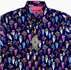 Herren Visconti Schwarz Kurzarm Hemd S Small Totenkopf Eistüten NEU SCHÖN - Bild 1 von 6