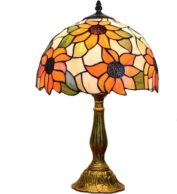 Desk Lamp Stained Glass Sunflower Tiffany Yellow Bedroom Table Lamp Read Light - Image 1 of 4