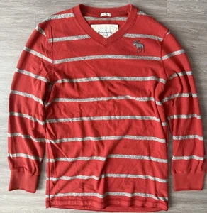 Suéter Abercrombie Fitch Para Hombre Talla XXL Músculo Cuello en V Pullover Naranja Rayas - Imagen 1 de 5