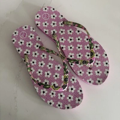 Vera Bradley Priscilla Pink Flip Flops Women's Large 9/10 Floral - Image 1 of 4