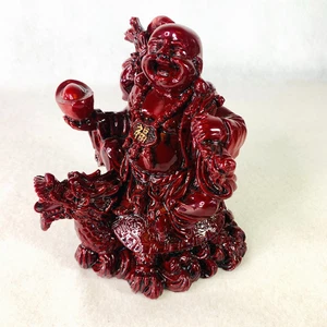 Estatua de Buda sobre Dragón Resina Feng Shui Estatuilla Asiática Decoración Espiritual 6" Alto - Imagen 1 de 8