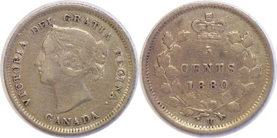 1880 H Canada 5 Cents Silver Victoria KM# 2 - Image 1 of 3