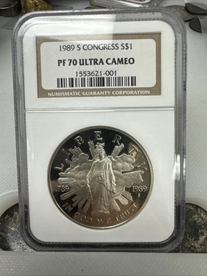 1989 Congress Dollar NGC PR 70 Ultra Cameo - Image 1 of 2