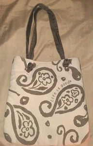 LIFE IS GOOD Soft Cotton Canvas Tote Bag Paisley Tan Brown Purse - Picture 1 of 4