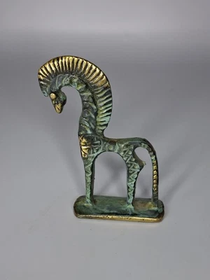 3.5" SOLID BRONZE/BRASS GREEK HORSE.   65 - Image 1 of 4