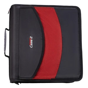 Black and Red 1.5 inch D Ring Storage Binder with Pencil Pouch and Handle - Picture 1 of 11