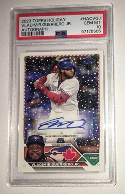 2023 Topps Holiday Vladimir Guerrero JR. Auto SP #d 12/50 GEM MINT PSA 10 POP 2 - Image 1 of 3