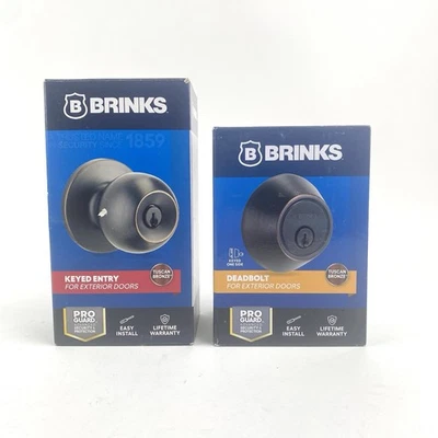 Perilla de puerta de entrada con llave Brinks y cerrojo para puertas exteriores, bronce toscano Foto 1 de 4