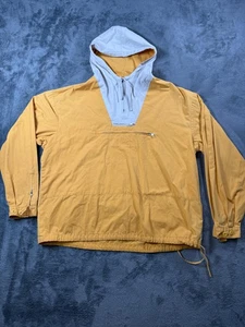 Vintage J Crew Oarsman Anorak Jacket Mens Medium Popover Hooded 90s RARE Yellow - Picture 1 of 14