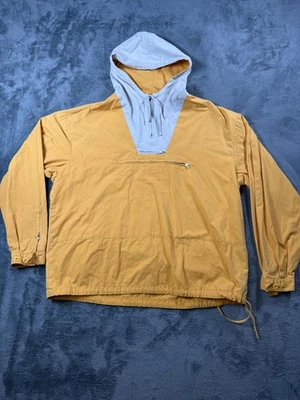 Vintage J Crew Oarsman Anorak Jacket Mens Medium Popover Hooded 90s RARE Yellow - Image 1 of 4