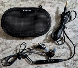 Genuine Klipsch Image S4i II In Ear Flat Cable Black Headphones. - Bild 1 von 4