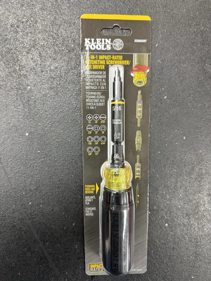 Klein Tools 11 合 1 冲击评级棘轮螺丝刀/螺母起子 32500HDRT — 第 1/1 张图片