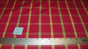 1 yard of Red Gold Green Plaid Print Upholstery Fabric Remnant  F1017 - Picture 1 of 1