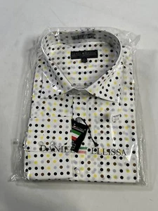 Mens Daniel Ellissa White Multicolor Polka Dot Button Down Shirt Size 2XL NEW - Picture 1 of 4