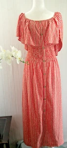 ODDY Red White Stripe Summer Midi Dress Women's Plus 2XL - Picture 1 of 8