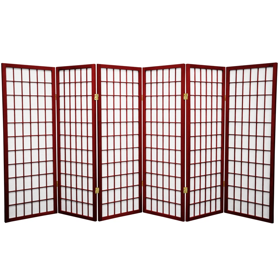 Pantalla Shoji de panel de ventana corta de 4 pies - palo de rosa - 6 paneles Foto 1 de 1