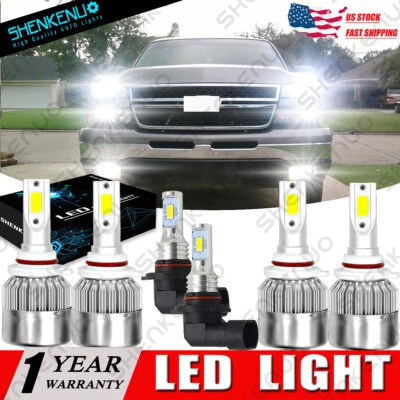 Combo faros LED + antiniebla C6B para Chevy Silverado 1500 2500 3500 2003-2006 Foto 1 de 4