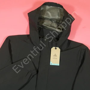 Prana Jacket Mens Medium Black Friction Rain Parka Hoodie - Picture 1 of 8