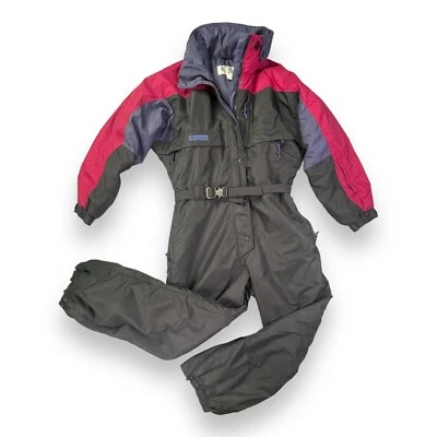 Columbia Snowsuit Women XL One Piece 5ft Snow Bib Black & Plum Retro 80s 90s - Image 1 of 4
