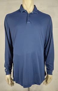 IBKUL blue nylon blend long sleeve performance polo shirt mens XL X-Large - Picture 1 of 11