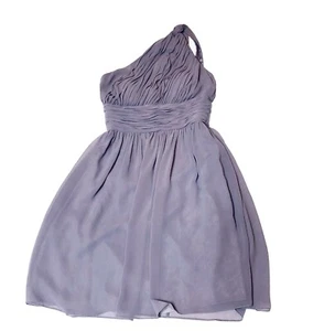Vestido Formal Boda Donna Morgan Mujer Ñandú Gris Un Hombro Cintura Imperio $189 - Imagen 1 de 10