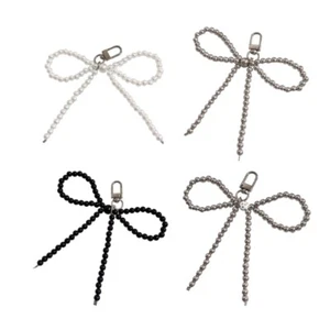 Cartoon Bowknot Keychain with Bead Detail Phone Charm Pendant Bag Keyring Chain - Zdjęcie 1 z 12