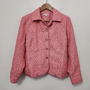 ERIN Women's Pink Collared Button Front Dress Jacket Petite Size PM - Picture 1 of 6