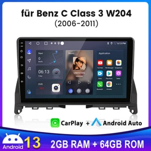 2+64G Android 13 Autoradio CarPlay GPS Navi WIFI Für Mercedes C Class W204 S204 - Bild 1 von 13