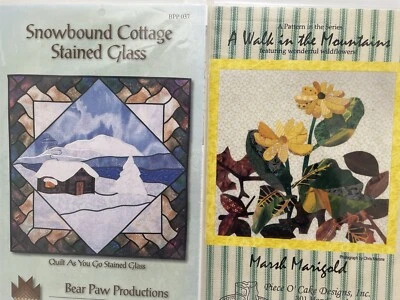 Floral Landscape Quilt Pattern Lot of 2  Marigold Snowbound Cottage Nature - Image 1 of 4