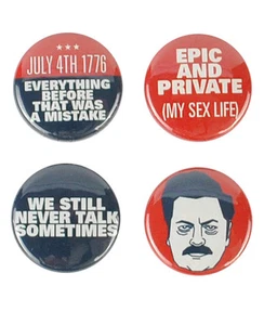 Ron Swanson Button Set! Parks and Recreation, Nick Offerman, badges - Imagen 1 de 14