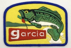 Garcia Cañas de Pescar Carretes Señuelos Parche Estilo Vintage Retro Coser Hierro Parche Sombrero Gorra - Imagen 1 de 1