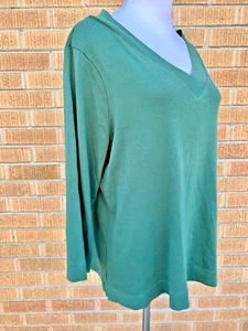 Maglione Chicos Ultimate Tee Pima cotone top camicia verde manica 3/4 scollo a V taglia 2 - Foto 1 di 5