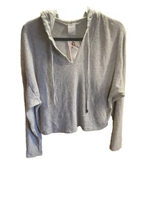 Project Social T Hoodie Size Small Womens Gray Cropped SOFT Maya Cozy Ribbed - Picture 1 of 12