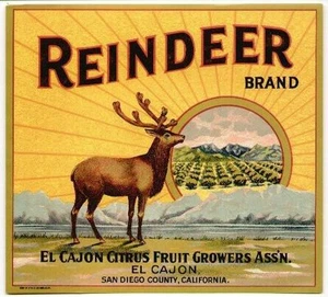 1920s Rare Reindeer El Cajon San Diego Crate Label - Picture 1 of 1