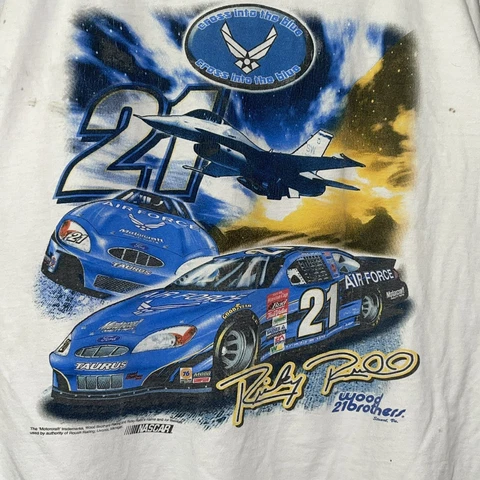 Vintage Nascar t shirt Ricky Rudd Air Force thrashed destroyed size xl e116 Cover